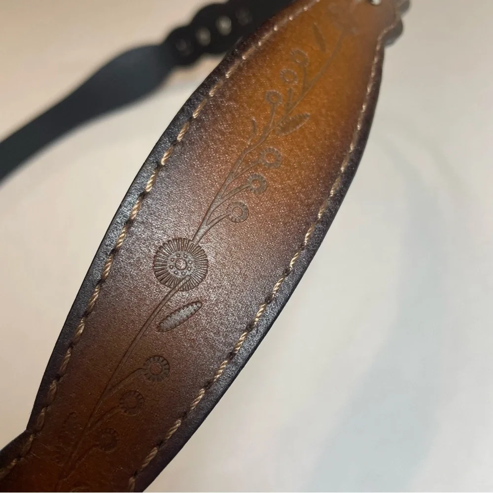 Belt women’s western with silver accents. Floral etched design. 43” long. Used. - Picture 5 of 8